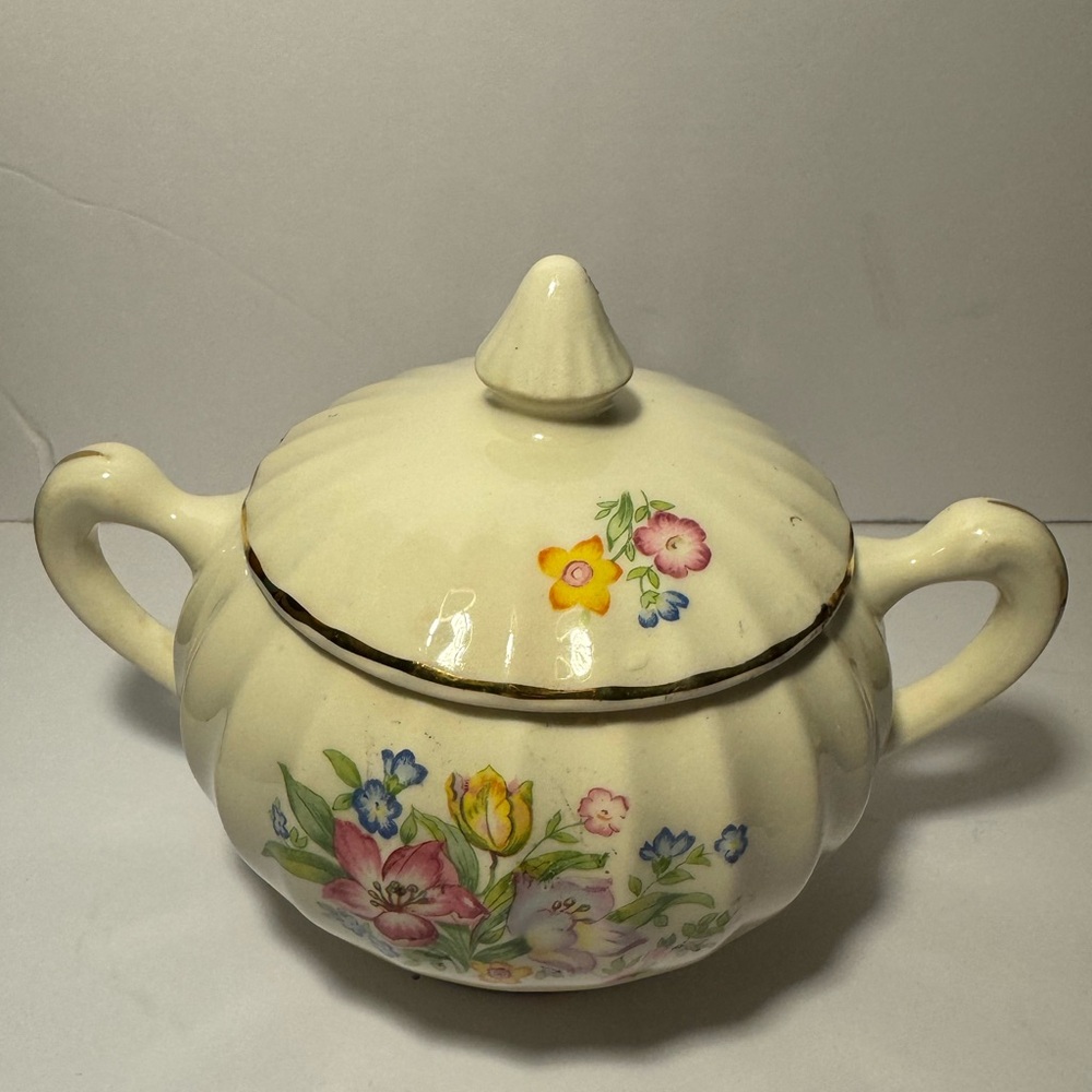 Vintage W S George Bolero Floral Lidded Sugar Dish